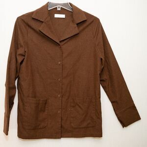 Oak + Fort brown flannel button up shirt mens S